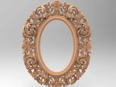 Carved CNC 3D print model of mirror frame 3D print model