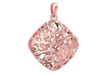 Ornate Pattern Square Pendant Jewelry Design  2050 3D print model