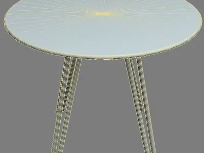 Table 3 round glass with wooden legs 3D model