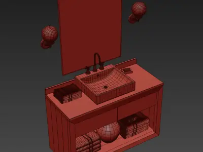 RH RECLAIMED RUSSIAN OAK SINGLE EXTRA-WIDE WASHSTAND 3D model