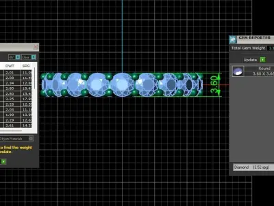 U Shaped Eternity Ring 3 point 6 mm stone size swiss 15 and EU55 3D print model