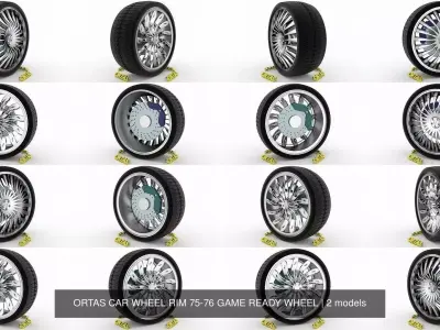 ORTAS CAR WHEEL RIM 75-76 GAME READY WHEEL 3D Model Pack