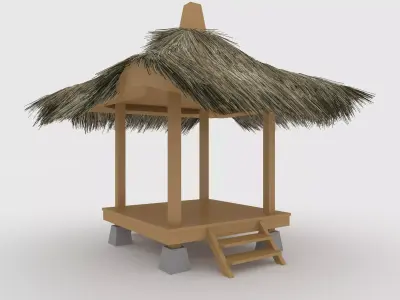 Gazebo 1 Thatch Roof 3D model