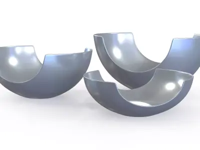 Bowl Chrome Set Low-poly 3D model