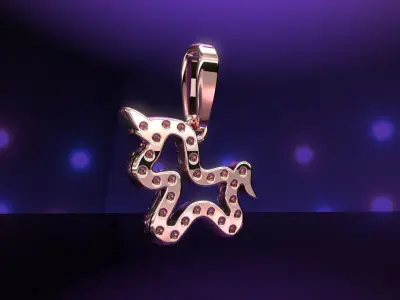 Babi unicorn diamond pendant and Addon 3D print model