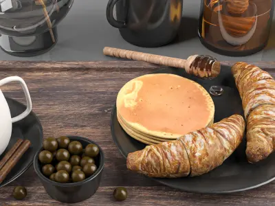 breakfast and coffee set 3D model