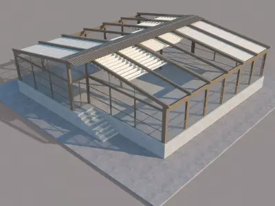 Automatic Pergola System With  Guillotine Windows 3D model