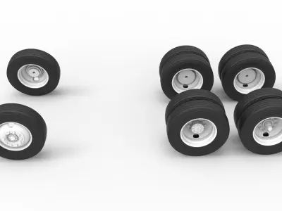 Wheel Set of Vintage GATR Racing Semi truck Scale 1 to 25 3D print model