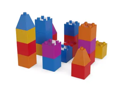 Cars and action games Building Blocks Low-poly 3D model 2