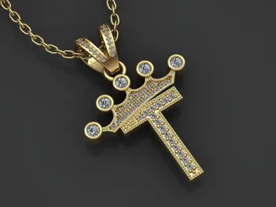 T letter pendant 3D print model