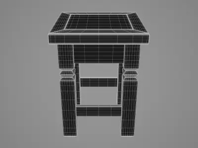 Medium Square Dark Wood Stool Low-poly 3D model
