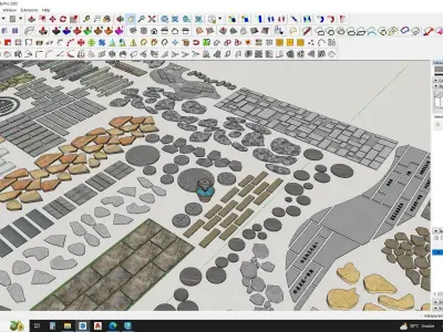 outdoor pedestrian paver stone 3d model 3D model