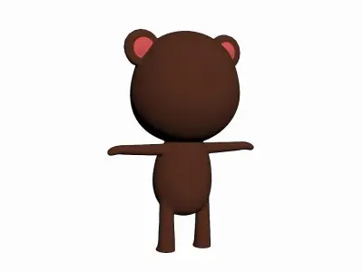 Cartoon Bear Character Low-poly 3D model