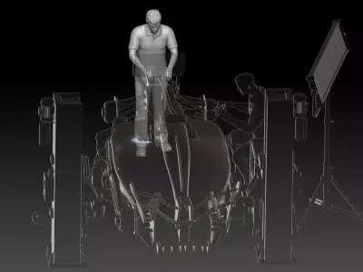 mechanic 3 at work in the garage during the Formula 1 3D print model