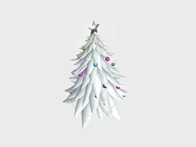 Christmas Tree 04 Snow Colored - Cartoon Interior Decoration Low-poly 3D model
