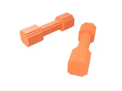 Voxel Style DumbBell v1 008 Low-poly 3D model