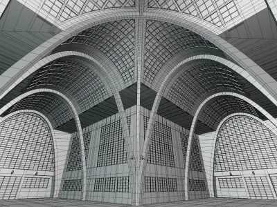 Industrial exhibition building 3D model