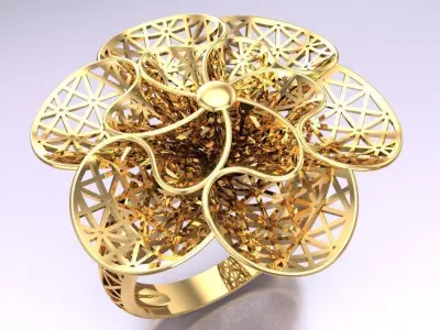  Mesh flower ring - Italian rings - Womens Rings - N6529 3D print model