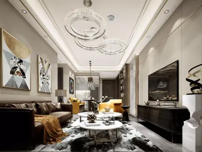 Luxury living room interior 3D model get