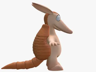 Dasypodidae cartoon character Low-poly 3D model