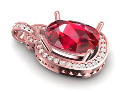 Luxury Oval Gemstone Pendant 3D Model 219 3D print model