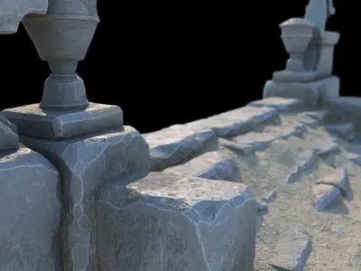 Fantasy stone stairs ver2 3D model