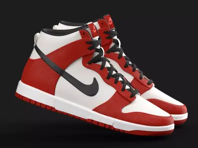 NIKE - DUNK HIGH - WHITE AND RED 3D model