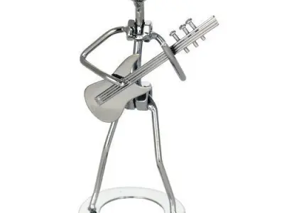 Silver Kutcher Metal Guitar Player Rock Musical Figurine 3D model