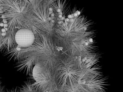 3D model of white christmas wreath 3D model