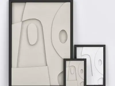 Moon3 abstract framed art 3D model