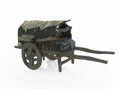 Ancient pallet cars and goods 3D model