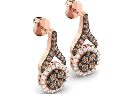 SWAZ13ER diamond earrings in rose gold 3D print model
