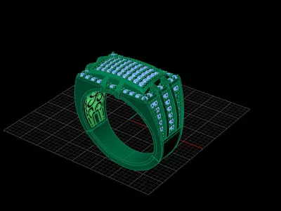 Print Ready STL 3DM  Gents Rings Diamond Men Ring  3D print model 109