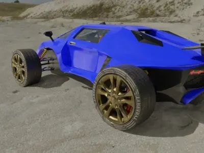 Car 4x4 riged  Low-poly 3D model