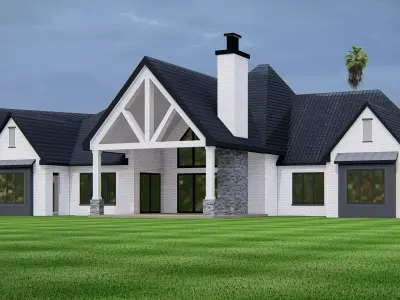 Luxury Modern Farmhouse with Brick Exterior  House 3D Model 3D model