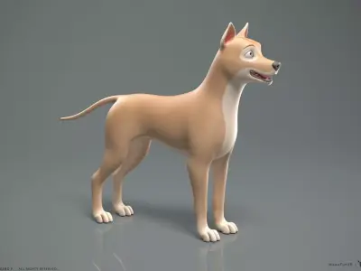 Stylized Cartoon Dog Low-poly 3D model