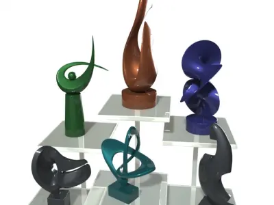 sculpture model four glass sculptures 3D model