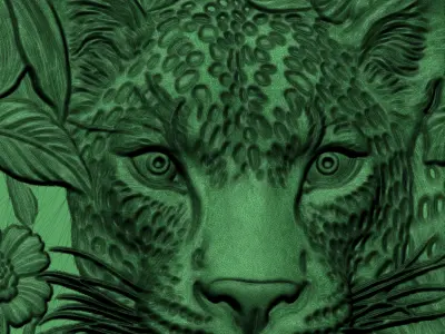 Leopard Head with Flowers Background A68 3D print model