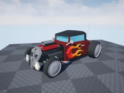 Hot Rod Polygonal Car Model - Game Ready Low-poly 3D model
