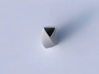 Vase twist triangle with bent extruded lines 2 3D print model