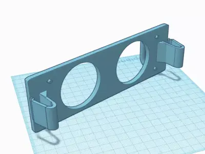 Standard DIN-plate gauge panel with two 52mm gauges 3D print model