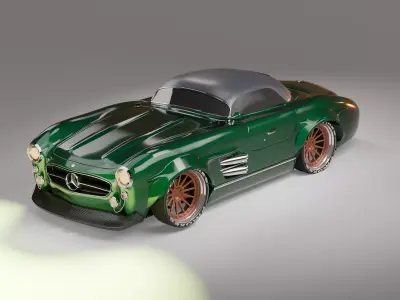 3d Model of Mercedes benz restomod newer Gullwing SL 300 Low-poly 3D model