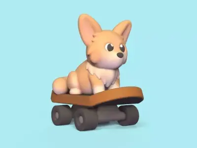 Dog Skateboarding 3D print model