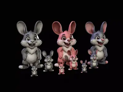 Rabbit mobile ready Low-poly 3D model