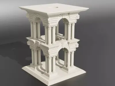 Ornamental Double-Tier Classical Pavilion 3D print model