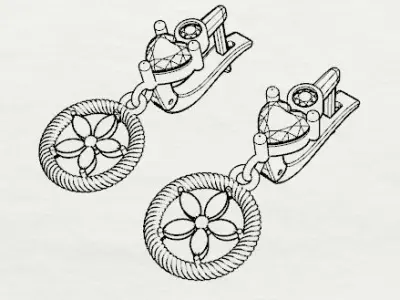 Earring Diamond 3D model Texture 3D print model