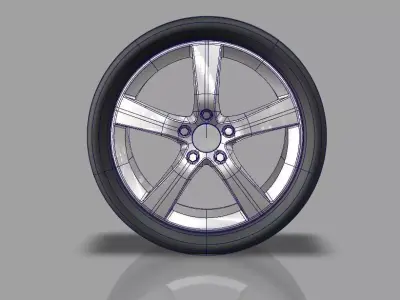 Alloywheel with Tyre Low-poly 3D model