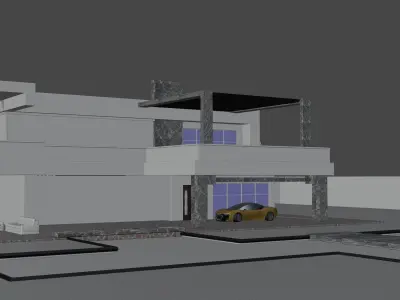 Modren house design Free low-poly 3D model