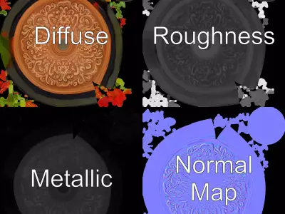 Decorative Floral Pottery model pack Low-poly 3D model