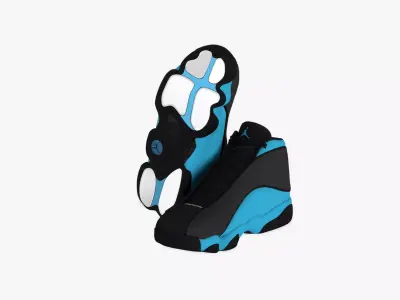 Jordan 13 blue white black online Low-poly 3D model